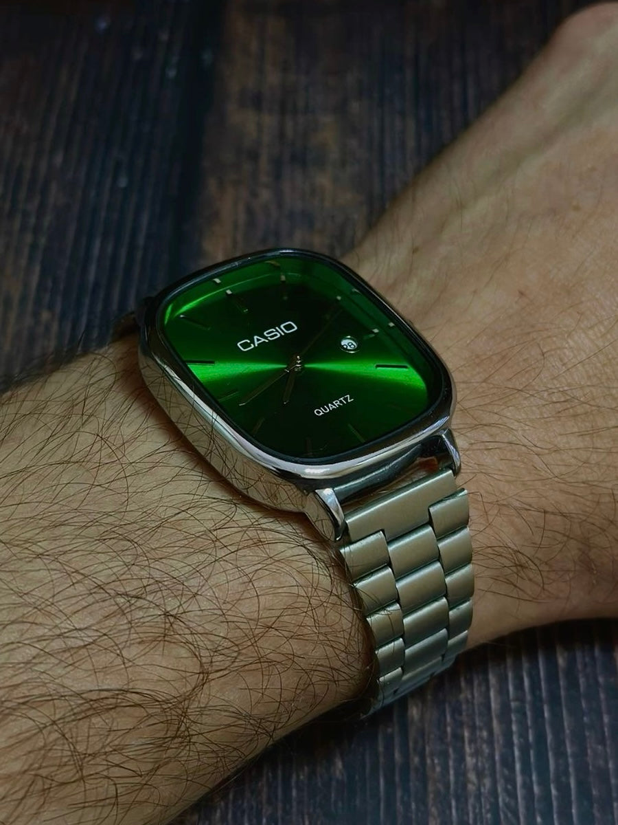 Green Casio Square Watch